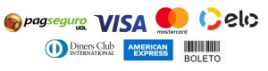 PagSeguro, VISA, Mastercard, Elo, Diners Club, American Express, Boleto bancário